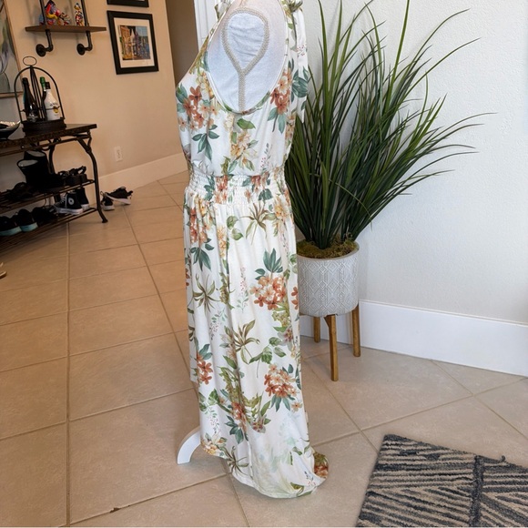 Women’s high neck Tie sleeveless floral high low dress Size Large L - Picture 4 of 11